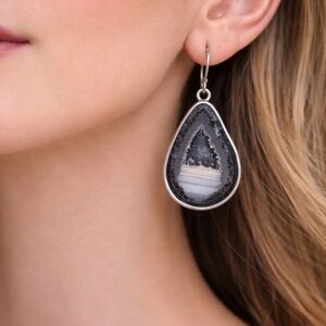 Sterling Silver Druzy Agate Geode Slice Earrings